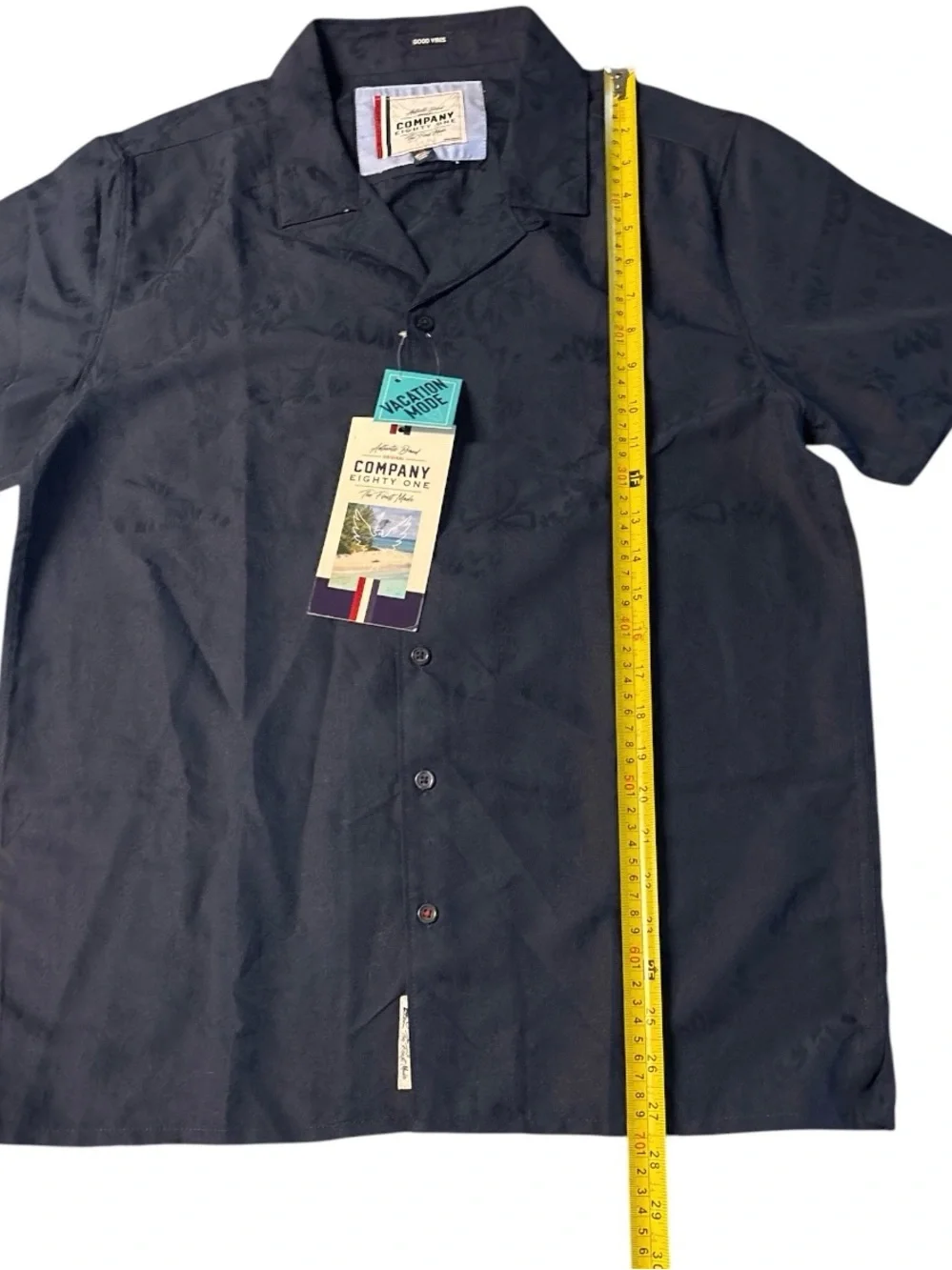 Company Eighty One Men's Short-Sleeve Floral Jacquard Navy NWT Button Up Shirt M